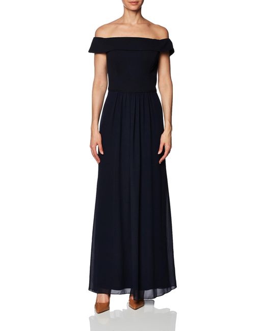 Adrianna Papell Blue Crepe Chiffon Gown