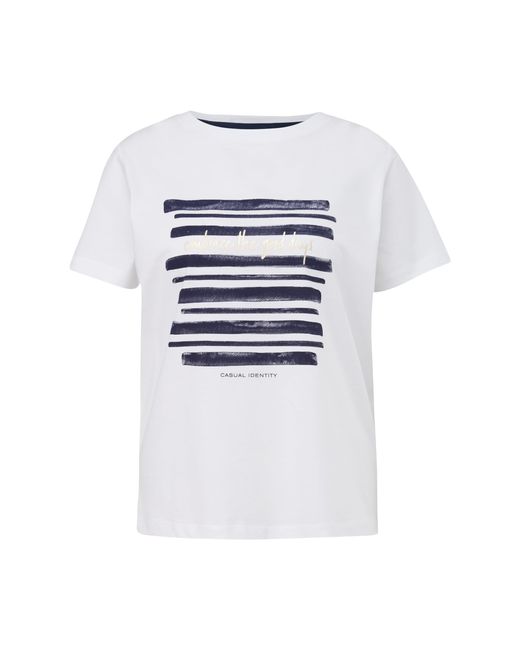Comma, White T-Shirt mit Frontprint