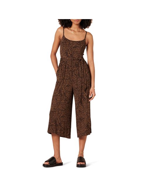 Amazon Essentials Brown Jersey Cami Cropped Wide Leg Jumpsuit