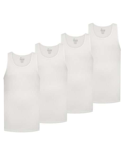 New Balance White Cotton Performance Rib Sleeveless Tank Top Undershirt for men