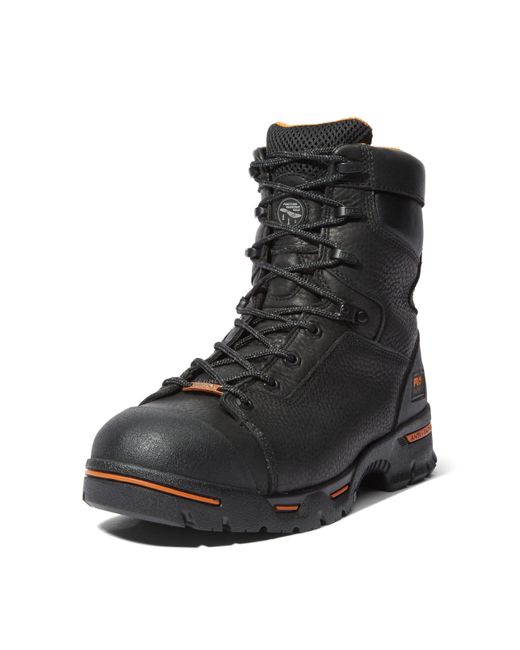Timberland Black Endurance 8 Inch Steel Safety Toe Puncture Resistant Insulated Waterproof Industrial Work Boot for men