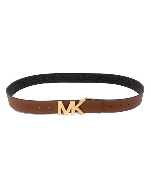 Michael Kors Reversible Logo Leather Buckle Waist Belt in Black