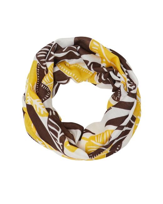 S.oliver Metallic Loop-Schal aus Viskose mit floralem Muster ecru ONESIZE