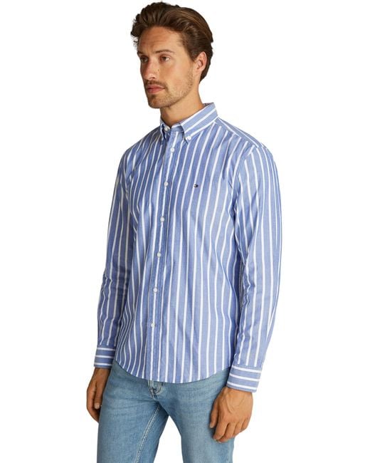 Tommy Hilfiger Flex Poplin Nautisch Stp Shirt Mw0mw37556 L/s Shirt in het Blue voor heren