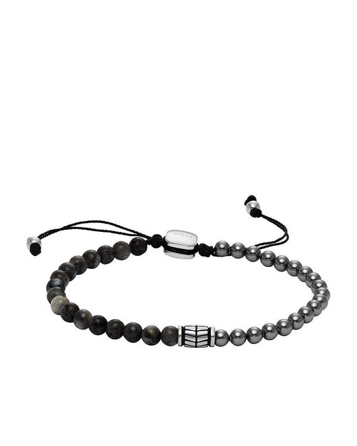 Fossil Brown Summer Pearls Stainless Steel & Beaded Bracelet for men