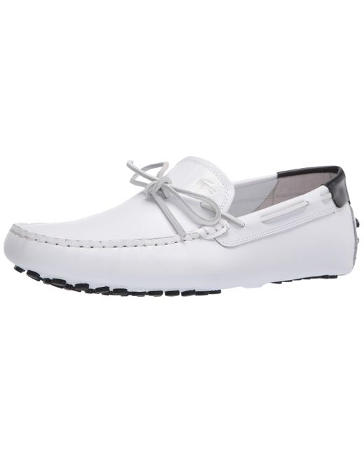 Lacoste White Mens Concours Nautic 1203 Ucma Loafer for men