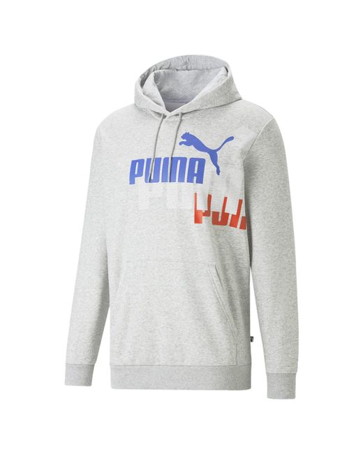 PUMA Graphic Hooded Sweatshirt in Gray for Men | Lyst