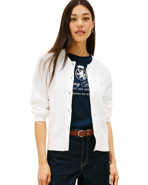 Tommy Hilfiger Cable Knit Cardigan in Black Lyst UK