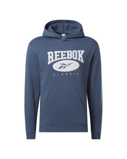 Reebok Blue 's Classics Archive Essentials Hoodie Hooded Sweatshirt