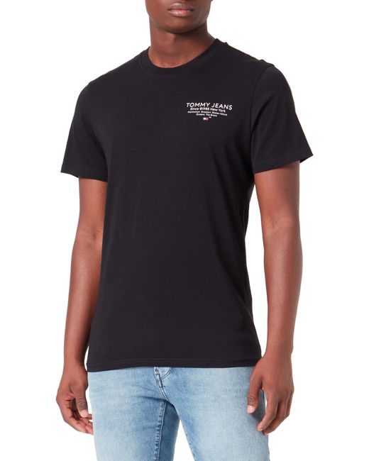 Tommy Hilfiger Black Tjm Slim Esstnl Graphic Tee Ext S/s T-shirts for men