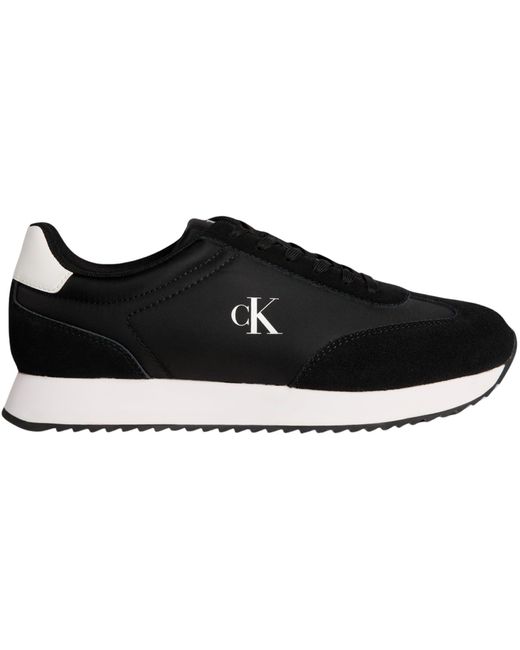 Runner Sneaker Hombre Retro Lace Up de Piel Calvin Klein de hombre de color Black