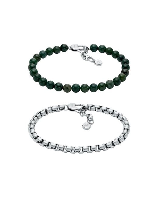 Fossil Silberfarbenes Edelstahlarmband in Black für Herren