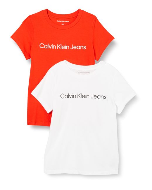 Jeans INSTITUTIONAL LOGO 2-PACK TEE S/S T-Shirts di Calvin Klein in Red