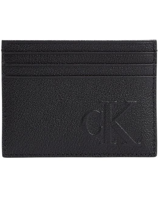 Uomo Porta Carte Sculpted Impression Card Case in Pelle di Calvin Klein in Black da Uomo