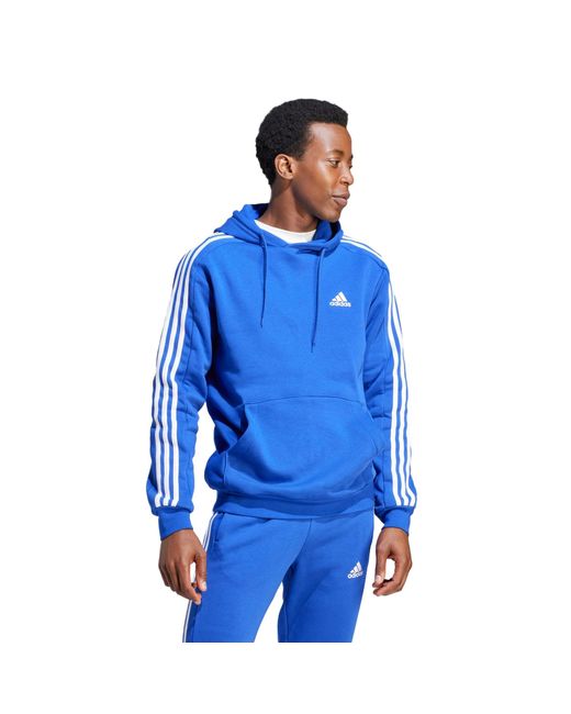Adidas Essentials Fleece 3-stripes Hoodie in het Blue voor heren