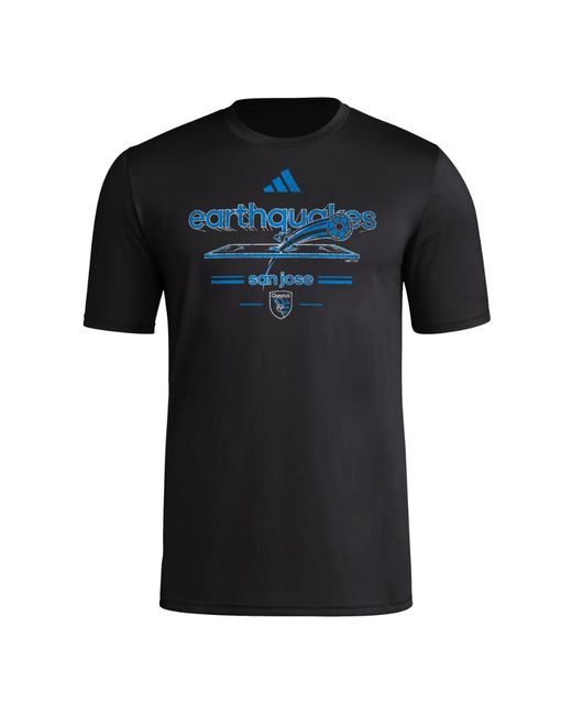 Adidas Black San Jose Earthquakes Vintage World Pre-game Short Sleeve T-shirt for men