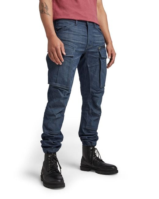 G-Star RAW Blue Rovic Zip 3d Straight Tapered Pant for men