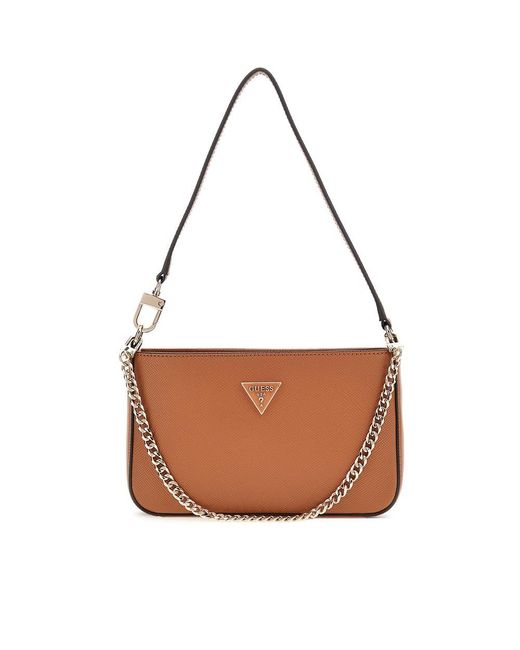 Guess Brown Noelle II Mini Top Zip Shoulder Bag Light Cognac
