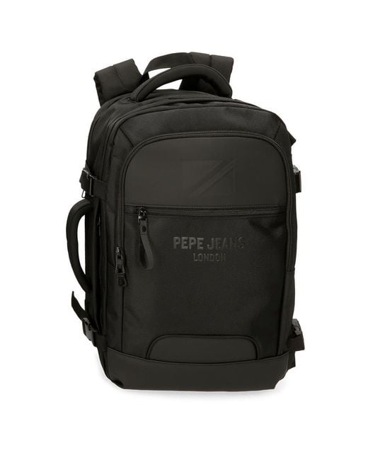 Pepe Jeans Bromley Cabin Backpack Laptop 15.6 Inch Black 30x44x18cm Polyester Hand Luggage for men