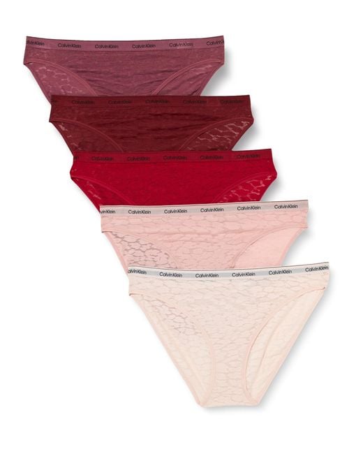 Donna Slip Bikini Modellanti Confezione da 5 Intimo di Calvin Klein in Red