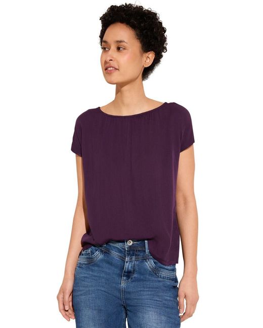 Street One Purple T-Shirt im Materialmix