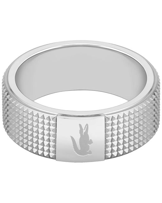 Lacoste Gray Men's Stencil Collection Ring Stainless Steel - 2040195j for men