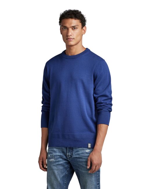 G-Star Essential Performance Knit Pullover Sweater in het Blue voor heren