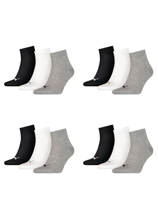Quarters Lot de 12 paires de chaussettes de sport PUMA pour homme en coloris White