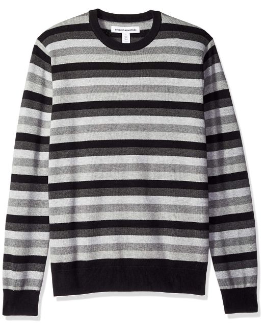 Amazon Essentials Crewneck Sweater Voor ,zwart/multi Streep,xl-xxl in het Gray voor heren