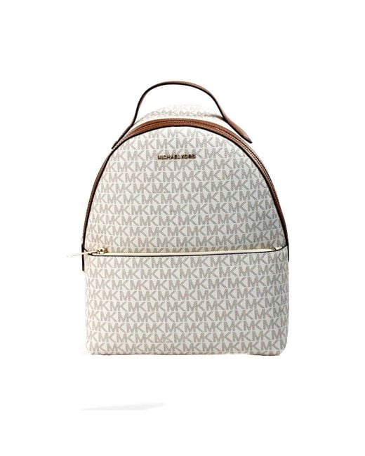 Michael Kors Gray Sheila Medium Ivory Signature Pvc Front Pocket Backpack Bag