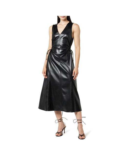The Drop Black Sabi Vegan Leather Cut-out Midi Dress