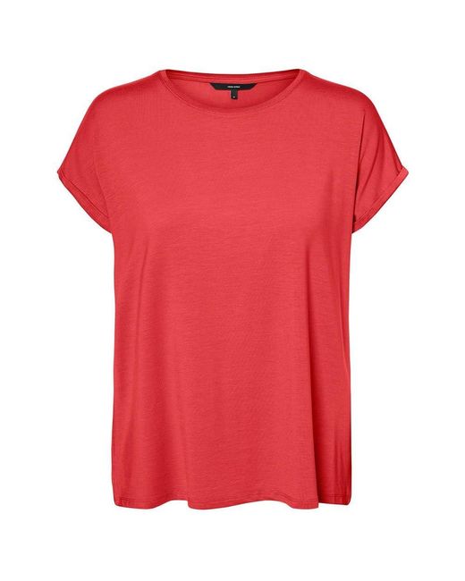 Vero Moda Red Vmava Plain Ss Top Gajrs Noos T-shirt