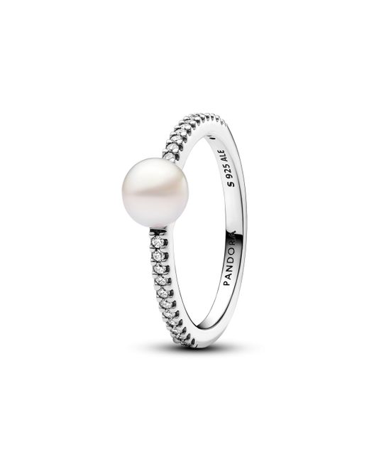 Timeless 193158C01-56 anello con perle e pavé di Pandora in Metallic
