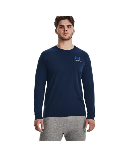 Under Armour Blue S New Freedom Flag Long Sleeve T-shirt, for men