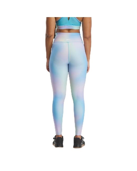 Reebok Blue Lux Print Tights Yoga Pants