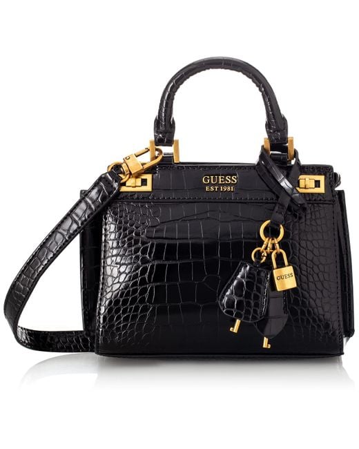 Guess Katey Croc Mini Bag - Black | Lyst