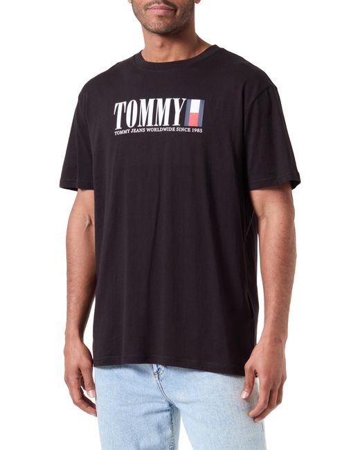 Tommy Hilfiger Black Tjm Reg Tommy Dna Flag Tee Ext S/s T-shirt for men