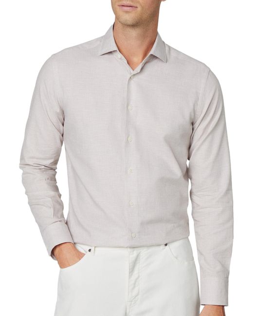 Hackett Gray Hackett Puppytooth Long Sleeve Shirt L for men