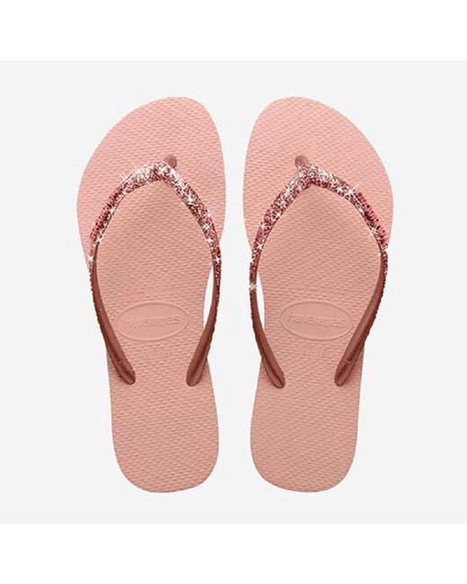 Havaianas Pink Slim Glitter Ii Slim Design Shiny Finish Summr Sandals