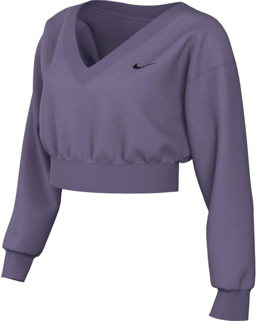 Damen Sportswear Phnx FLC Crop Vneck Top Nike de color Purple