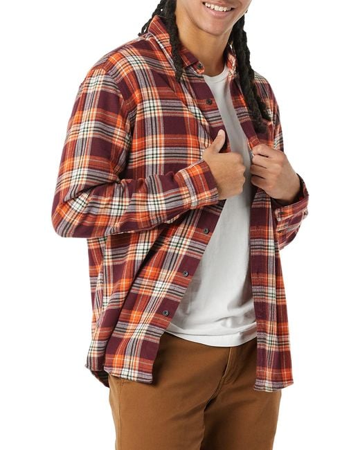 Camisa de franela Amazon Essentials de hombre de color Red
