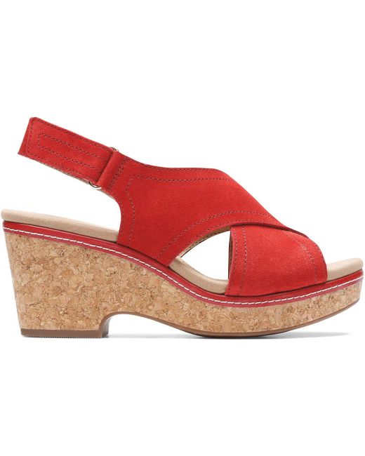 Clarks Red Giselle Cove Wedge Sandal