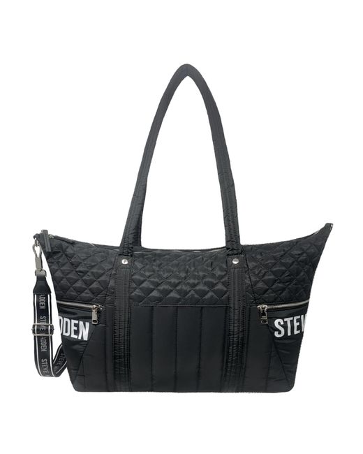 Steve Madden Black Bwythe Nylon Quilted Overnighter