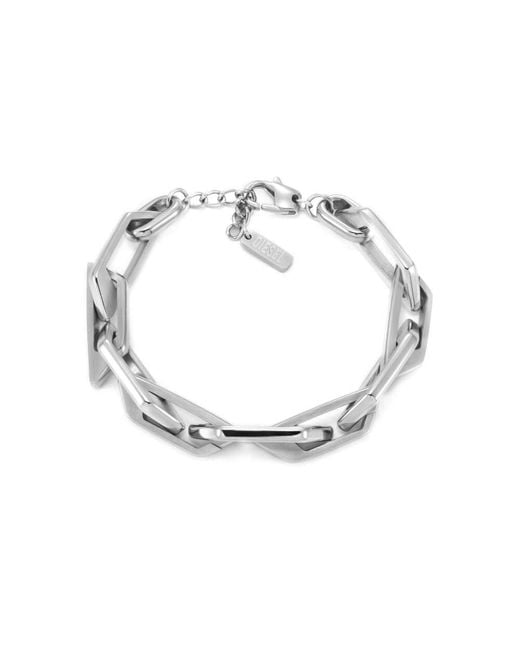 DIESEL Silberfarbenes Edelstahl Armband in Metallic für Herren