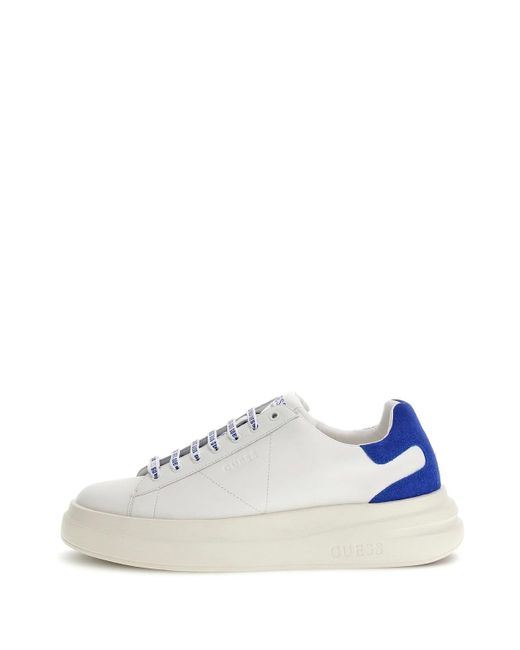 Guess Scarpe Uomo Sneaker Elba Carryover In Pelle White/ Blu Us24gu10 Fmpvibsue12 46 in het Gray