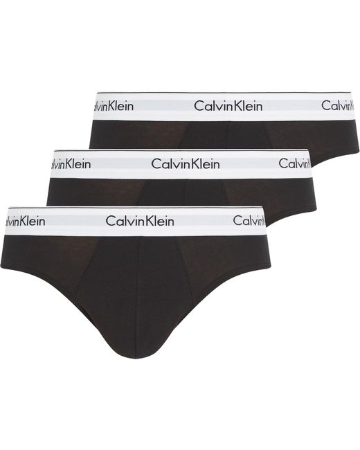 Slip Hipster Hombre Pack de 3 Algodón Elástico Calvin Klein de hombre de color Black