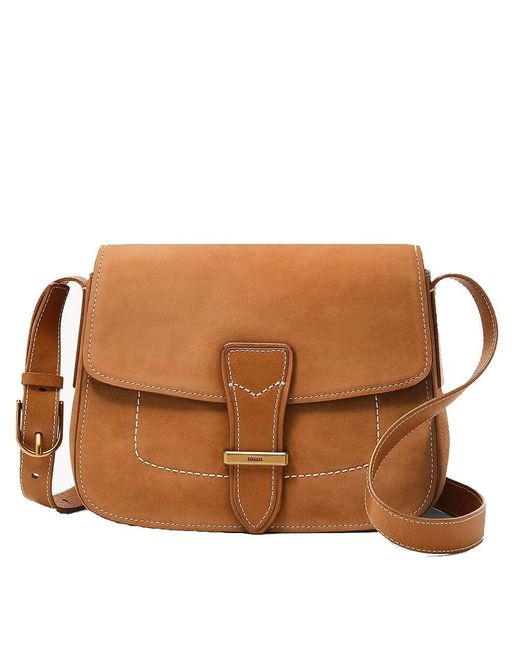 Fossil Brown Tremont Flap Crossbody Bag Tan Leather For S Zb1822230