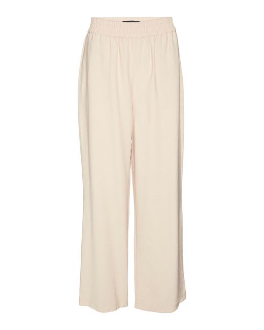 Vero Moda Natural Chinohose VMCARMEN HR WIDE PULL-ON PANT NOOS