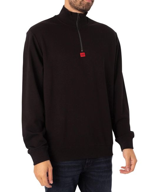 HUGO Black Durty Zip Sweatshirt for men