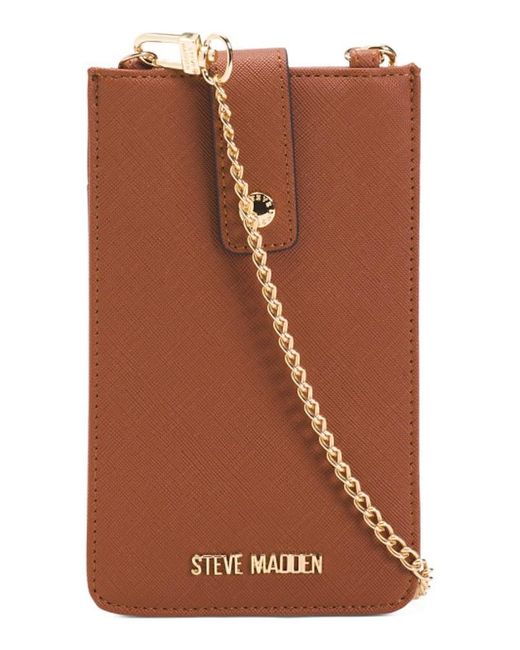 Steve Madden Brown Bdream Phone Case & Credit Card Crossbody With Chain Strap